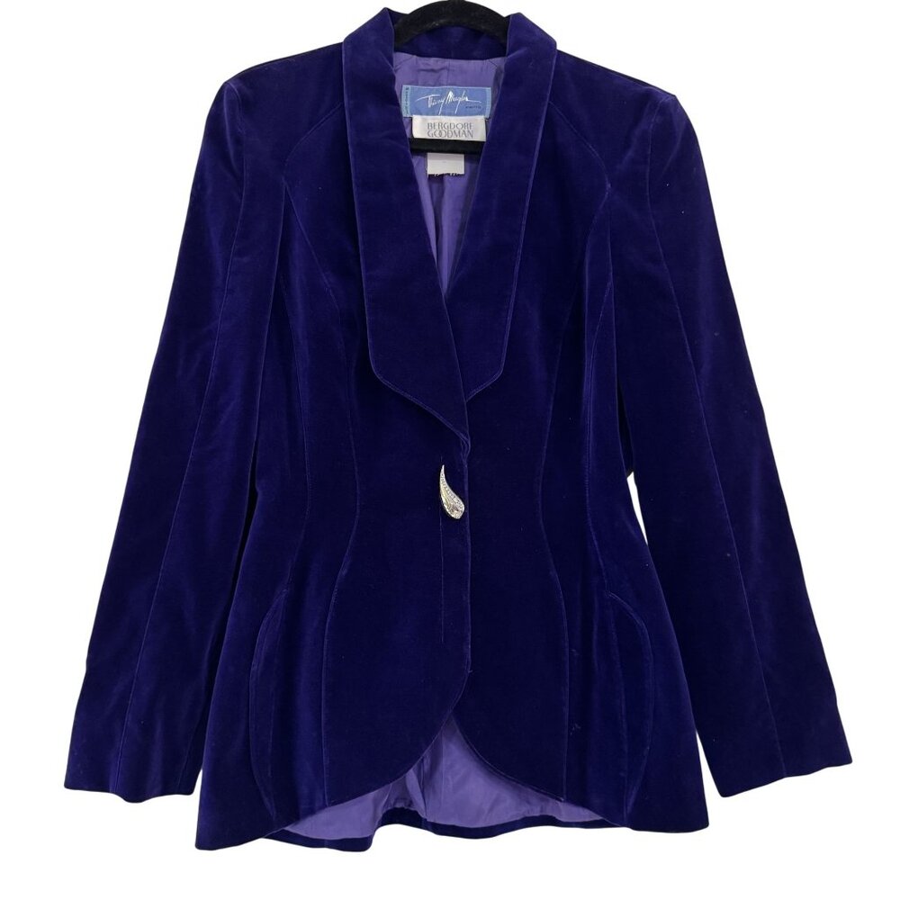 Thierry Mugler Purple Velvet Sculpted Blazer Bergdorf Goodman Rare 80s Archive40